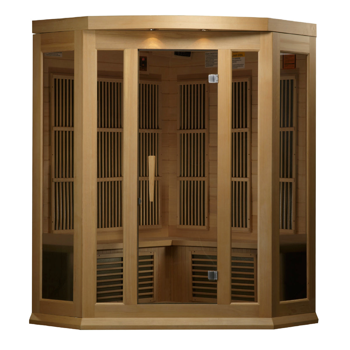 Maxxus 3-Person Corner FAR Infrared Sauna | Canadian Hemlock Wood