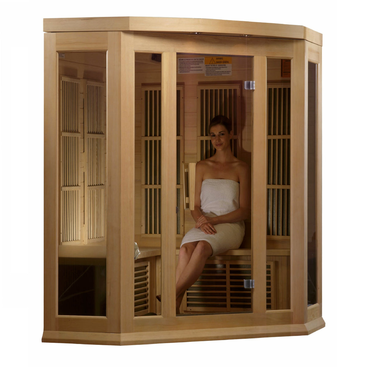 Maxxus 3-Person Corner FAR Infrared Sauna | Canadian Hemlock Wood